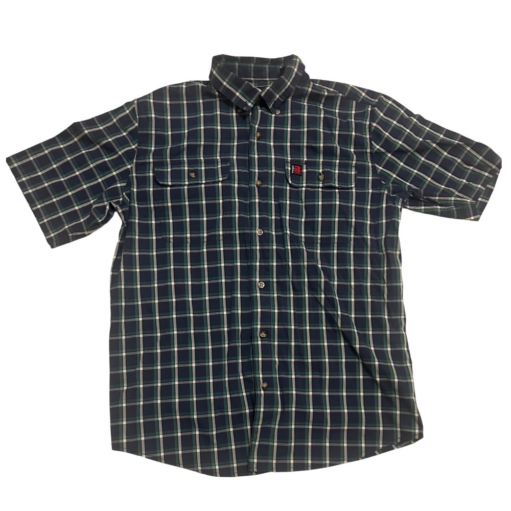 Wrangler Riggs Workwear Men's Plaid‎ Short Sleeve Button Up Shirt Size L